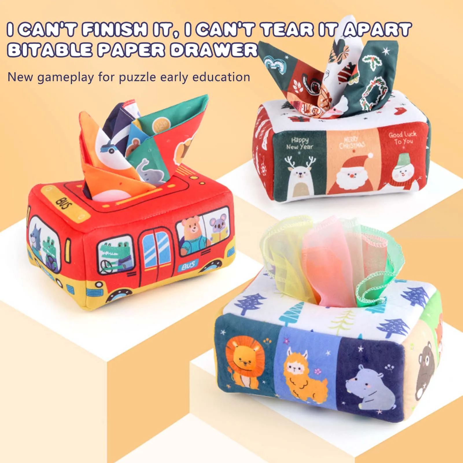 Montessori Kids Cloth Tissue Box Toys Baby Pull Toys Improve Logic Training and Creative Ability for Boys Girls Early Learning
Montessori Kids Cloth Tissue Box Toys Baby Pull Toys Improve Logic Training and Creative Ability for Boys Girls Early Learning