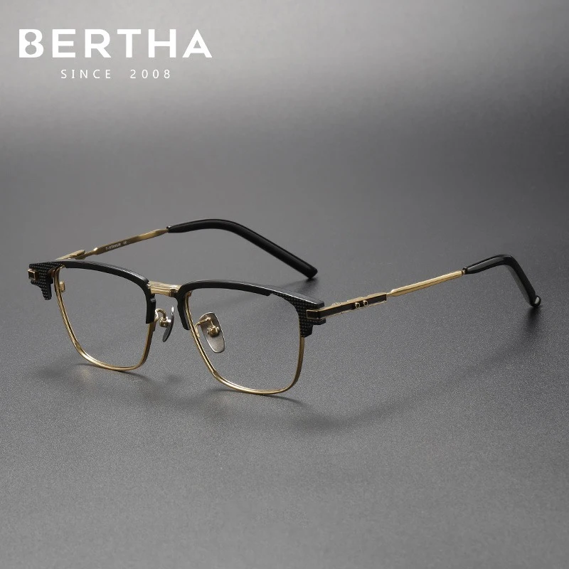 

BERTHA Half Frame Glasses Ultralight Pure Titanium Anti-Blue Light Lens Myopia Glasses For Business Men Prescription Frame