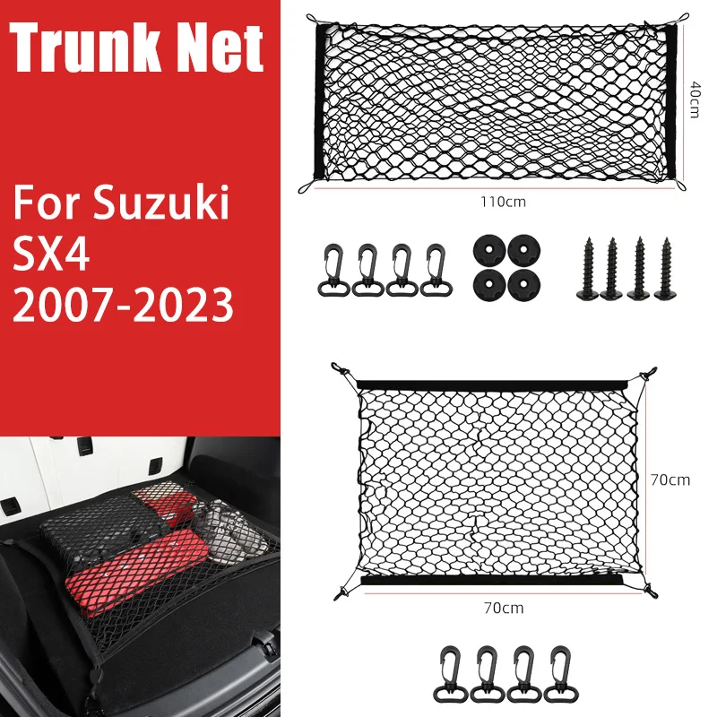 

Car Trunk Net for Suzuki SX4 Fiat Sedici 2007-2023 2008 2009 Rear Bag Cargo Storage Organize Elastic Pocket Mesh Car Accessories