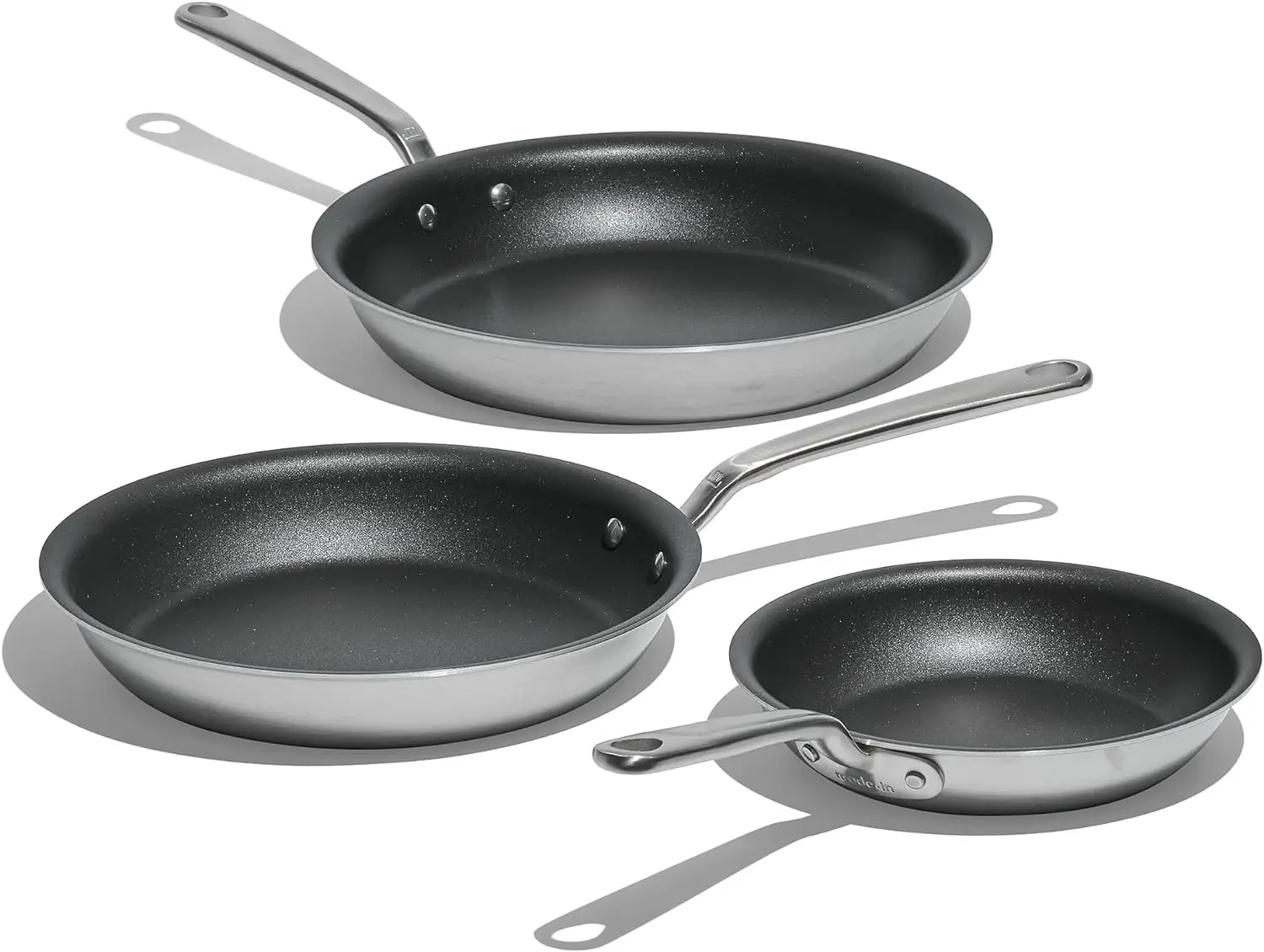 

Made In Cookware,Non Stick 3 Piece Frying Pan Set (Includes 8",10",12"),5 Ply Stainless Clad,Induction Compatible - (Graphite)