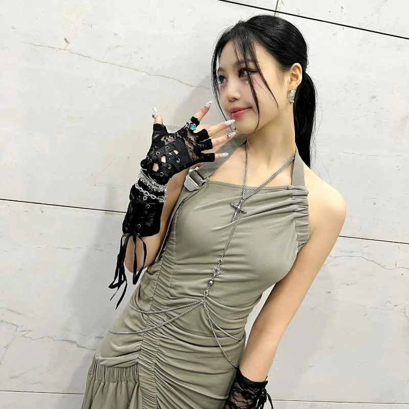 

Kpop Korean Women Singer Concert Dancer Costume Irregular Off-Shoulder Long Dress Nightclub Jazz Dance Stage Performance Outfits