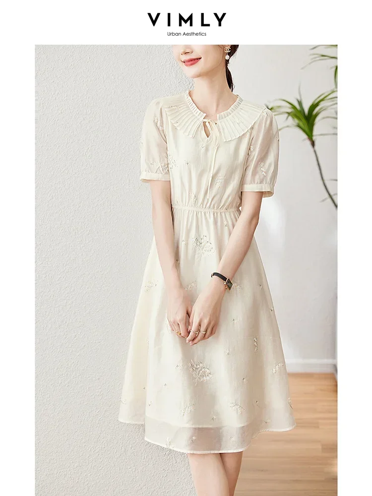 Vimly Elegant Chic Women Dresses 2023 Summer Lyocell Embroidery Female Apricot Elastic Waist A Line Midi Swing French Tea Dress
Vimly Elegant Chic Women Dresses 2023 Summer Lyocell Embroidery Female Apricot Elastic Waist A Line Midi Swing French Tea Dress