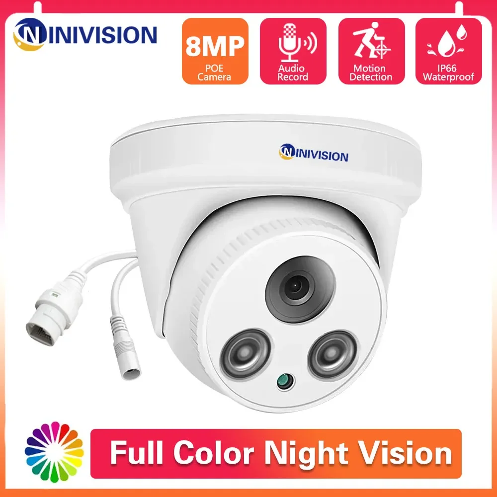 

4K POE CCTV Dome Camera 8MP Motion Detection Security IP67 Camera Color Night Vision Video Surveillance IPC Cam Audio P2P View