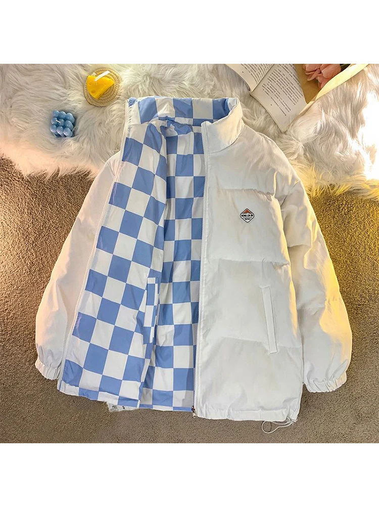 Brand Winter Reversible Padded Coat Female Korean Style Chic Thickened Stand-up Neck Checkerboard Both Sides Outwear Harajuku
Brand Winter Reversible Padded Coat Female Korean Style Chic Thickened Stand-up Neck Checkerboard Both Sides Outwear Harajuku