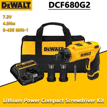 DEWALT 무선 컴팩트 전기 스크루 드라이버 키트, 리튬 배터리 충전식 충격 속도 조절 가능, DCF680G2, 7.2V, 배터리 2 개