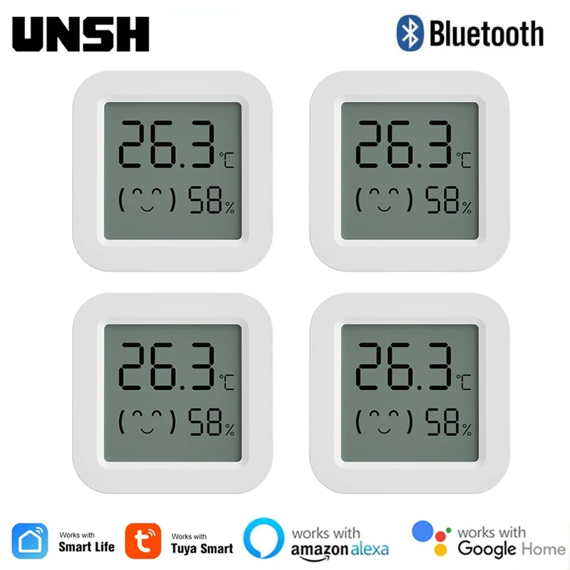 Умный Bluetooth датчик температуры и влажности Tuya, комнатный гигрометр-термометр с поддержкой Alexa Google Home
Умный Bluetooth датчик температуры и влажности Tuya, комнатный гигрометр-термометр с поддержкой Alexa Google Home