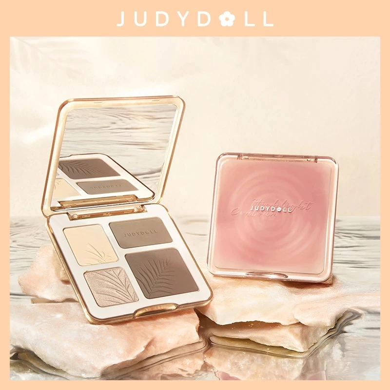 

4 in 1 Judydoll 3d Highlighter Contour Bronzer Palette Nude Makeup Natural Color Rendering Long-Lasting Waterproof Cosmetics