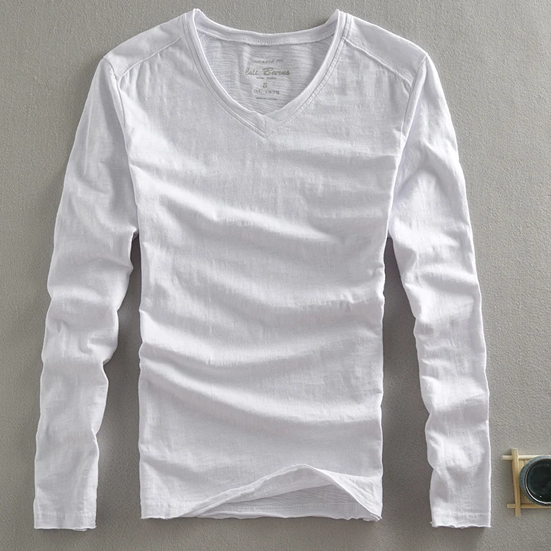 Summer New Long Sleeve T Shirt for Men Solid White Pure Cotton V-neck Tops Male High Quality Classic Basic Tees
Summer New Long Sleeve T Shirt for Men Solid White Pure Cotton V-neck Tops Male High Quality Classic Basic Tees