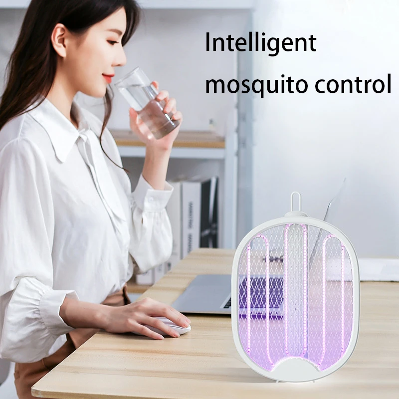 

Folding Electric Mosquito Racket Rechargeable Household Strong 2-in-1 Lure Mosquito Light Repellent Fight Fly Mosquitoes Beat