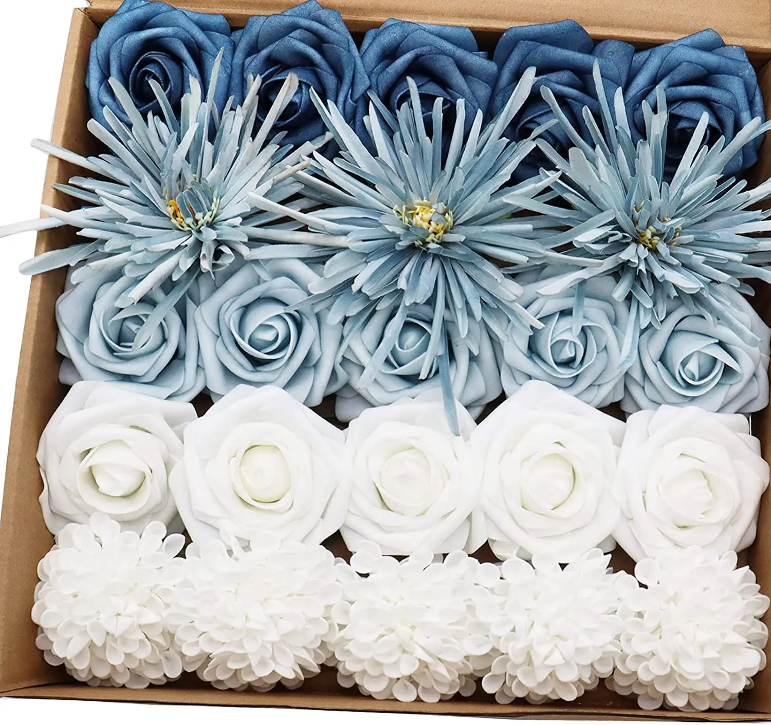 

Mefier Home Artificial Flowers Dusty Blue Flowers Combo Wedding Flowers for DIY Bouquets Centerpieces Floral Arrangements