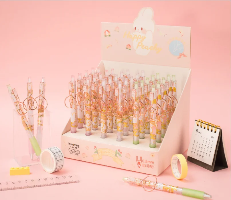 36 pcs/lot Kawaii Peach Rabbit Press Pencil Cute Automatic Pen Stationery gift School Office writing Supplies
36 pcs/lot Kawaii Peach Rabbit Press Pencil Cute Automatic Pen Stationery gift School Office writing Supplies