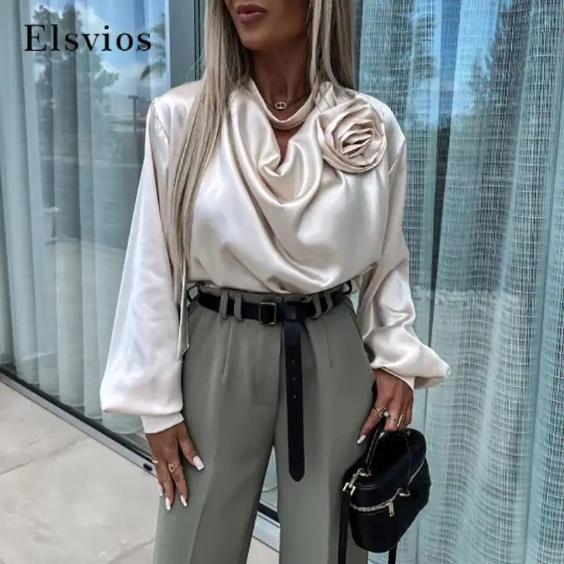 New Flower Decorated Loose Satin Top 2024 Sexy Lady V-Neck Long Sleeve Commuter Pullover Women's Fashion Splicing French Shirt
New Flower Decorated Loose Satin Top 2024 Sexy Lady V-Neck Long Sleeve Commuter Pullover Women's Fashion Splicing French Shirt