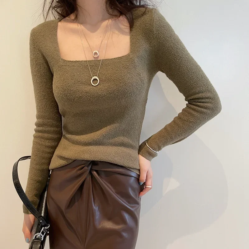 Women Square Collar slim knit Sweater Solid Color Long Sleeve Female fashion Jumpe
Women Square Collar slim knit Sweater Solid Color Long Sleeve Female fashion Jumpe