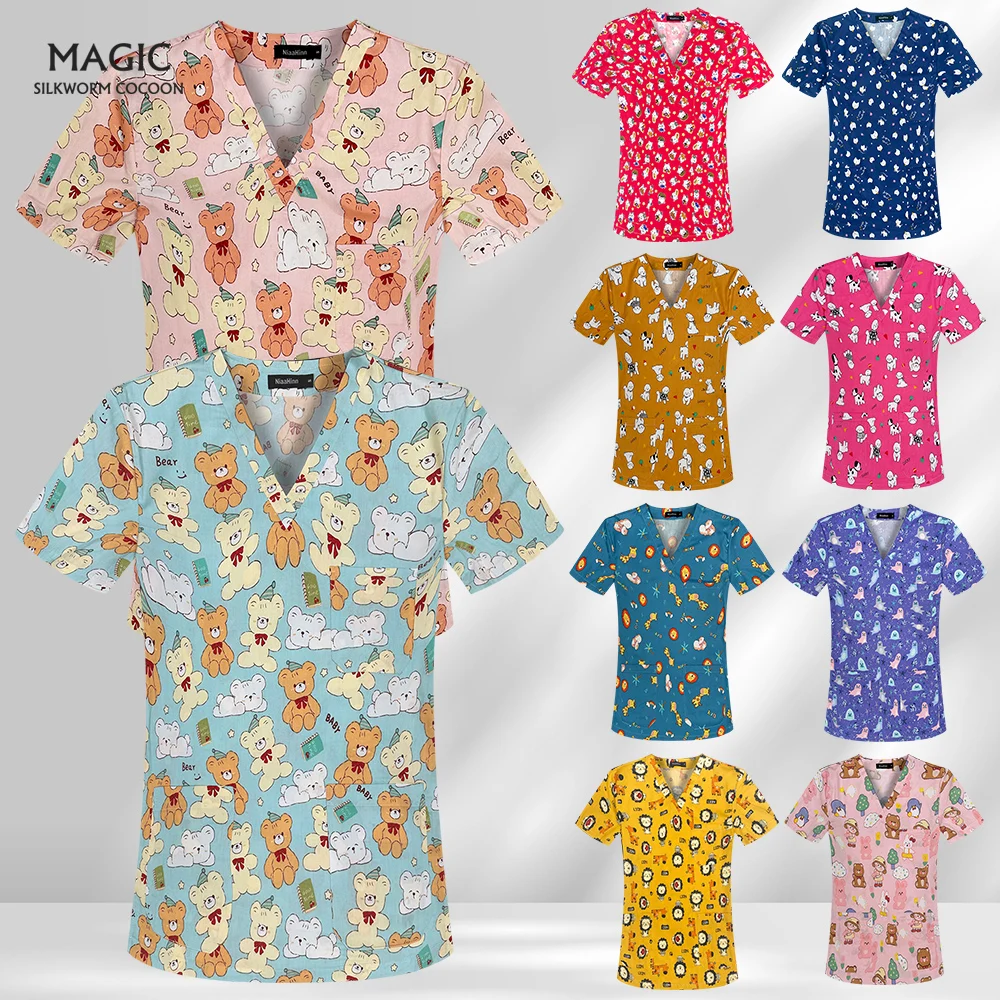 Cartoon Nursing Uniforms Women Medical Tops Work Uniform Printed T-shirts Summer Nurse Scrubs Blouse Female Medical Accessories
Cartoon Nursing Uniforms Women Medical Tops Work Uniform Printed T-shirts Summer Nurse Scrubs Blouse Female Medical Accessories