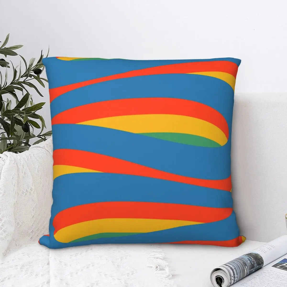 

Pop Swirl Wavy Abstract Line Pattern Square Pillowcase Polyester Pillow Cover Velvet Cushion Zip Decorative Comfort Throw Pillow