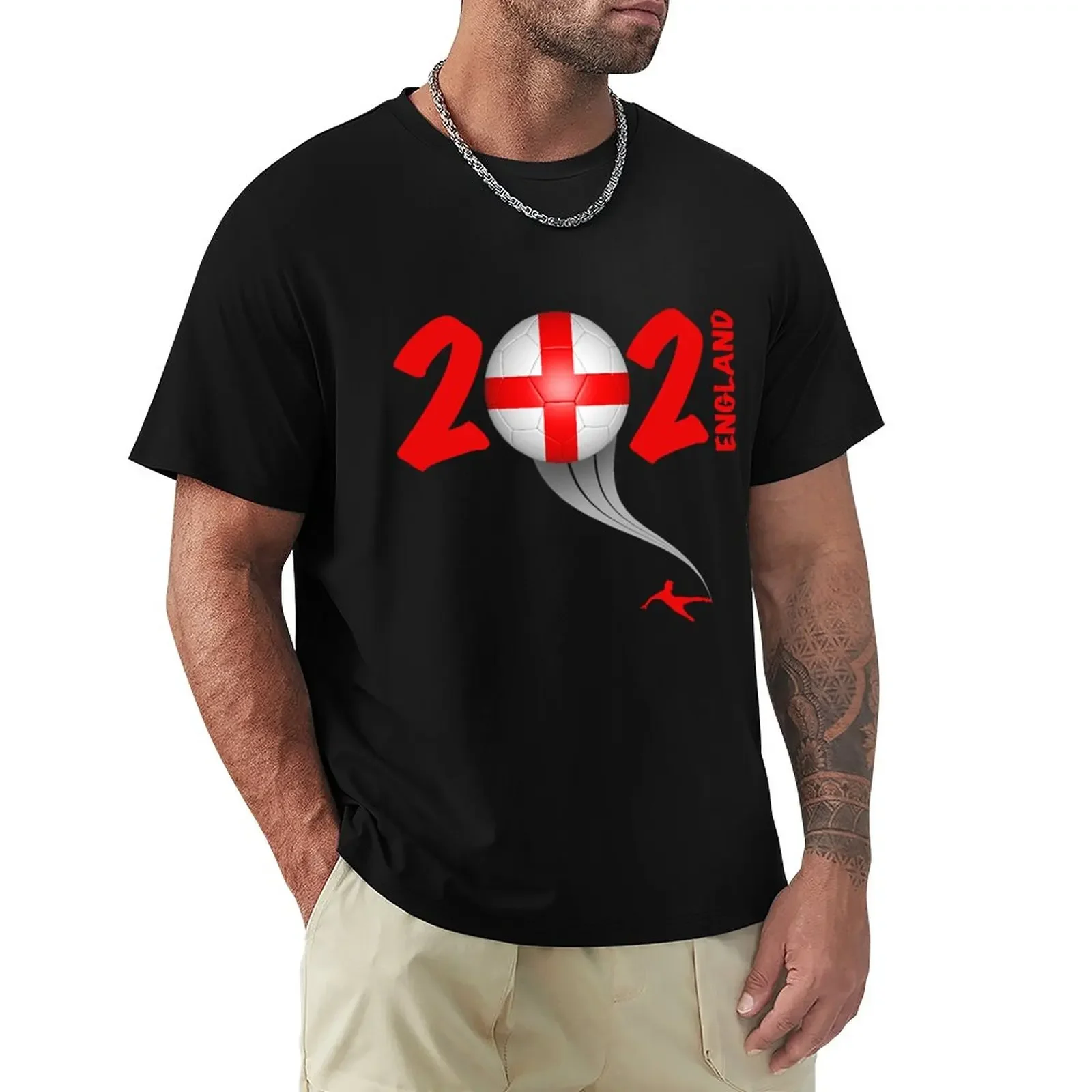 

England Euro Soccer 2021 logo T-Shirt summer clothes hippie clothes men clothing