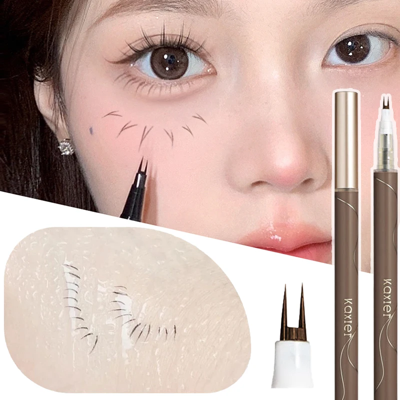 

Ultra-thin 2 Fork Tip Liquid Eyeliner Double Forked Tip Lower eyelash Pen Makeup Smooth Eye Liner 2Point Eyebrow Pencil Cosmetic