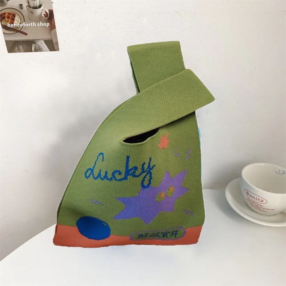 Knit Knitted Handbag Reusable Contrast Color High-capacity Knot Wrist Bag Tote Bag Student
Knit Knitted Handbag Reusable Contrast Color High-capacity Knot Wrist Bag Tote Bag Student