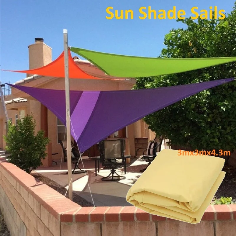 

3mx3mx4.3m Anti-UV Sun Shelter Shading Net Garden Patio SunShade Sail Camping Outdoor Awnings Gray Waterproof Screen Canopy Tent