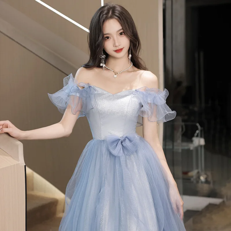 Summer Women's Blue Evening Dress Strapless Sequin Bow Tie Lace Shoulder Clip Formal Dresses Shiny Blingbling Dream Ball Gown
Summer Women's Blue Evening Dress Strapless Sequin Bow Tie Lace Shoulder Clip Formal Dresses Shiny Blingbling Dream Ball Gown