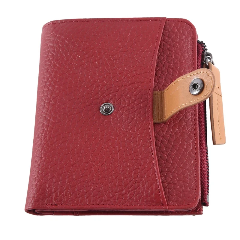 

Short Wallet Women Layer Card Pouch Zipper Women's Wallet Outdoor Card Pouch Durable Easy To Use Claret