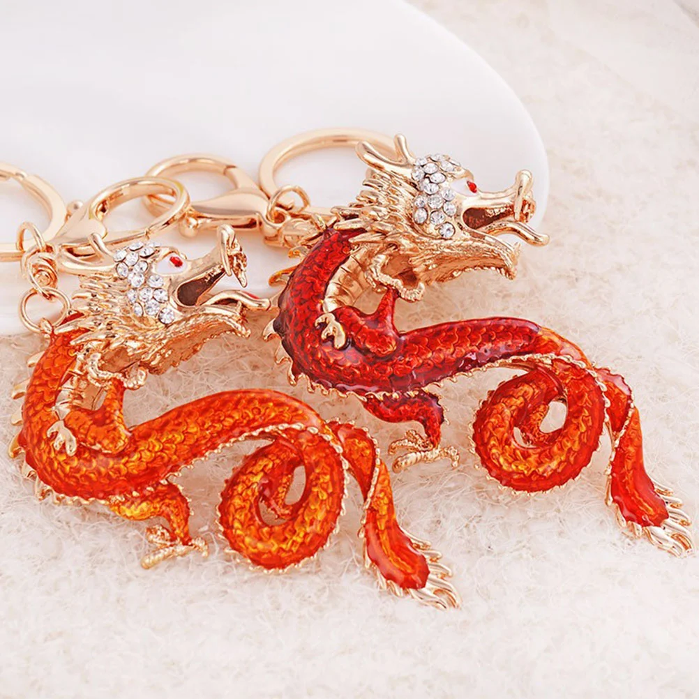 

Keychain Gifts Handicrafts Daily Necessities Girl Ring Crystal Dragon Zinc Alloy Keyring Pendant