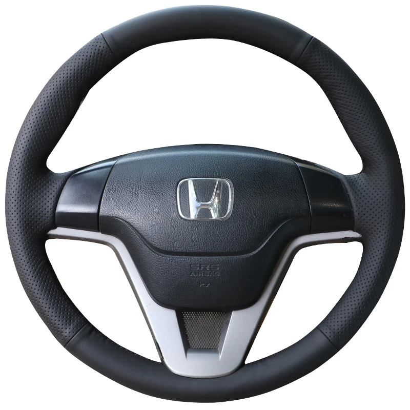 

For Honda CRV CR-V 2007-2011 Non-slip Black Leather Hand-stitched Car Steering Wheel Cover Interior Accessories