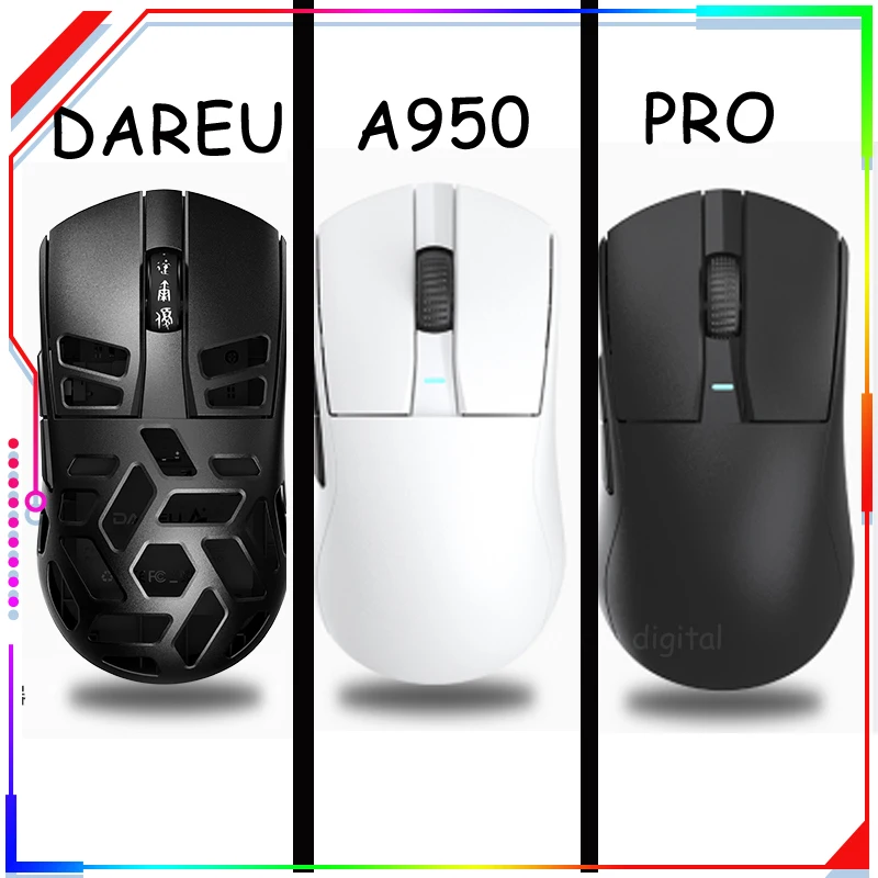 

Dareu A950 PRO мышь 4k PAW3395 Беспроводная Bluetooth портативная трехрежимная RGB игровая мышь для компьютера клавиатуры ПК офисные мыши Gif