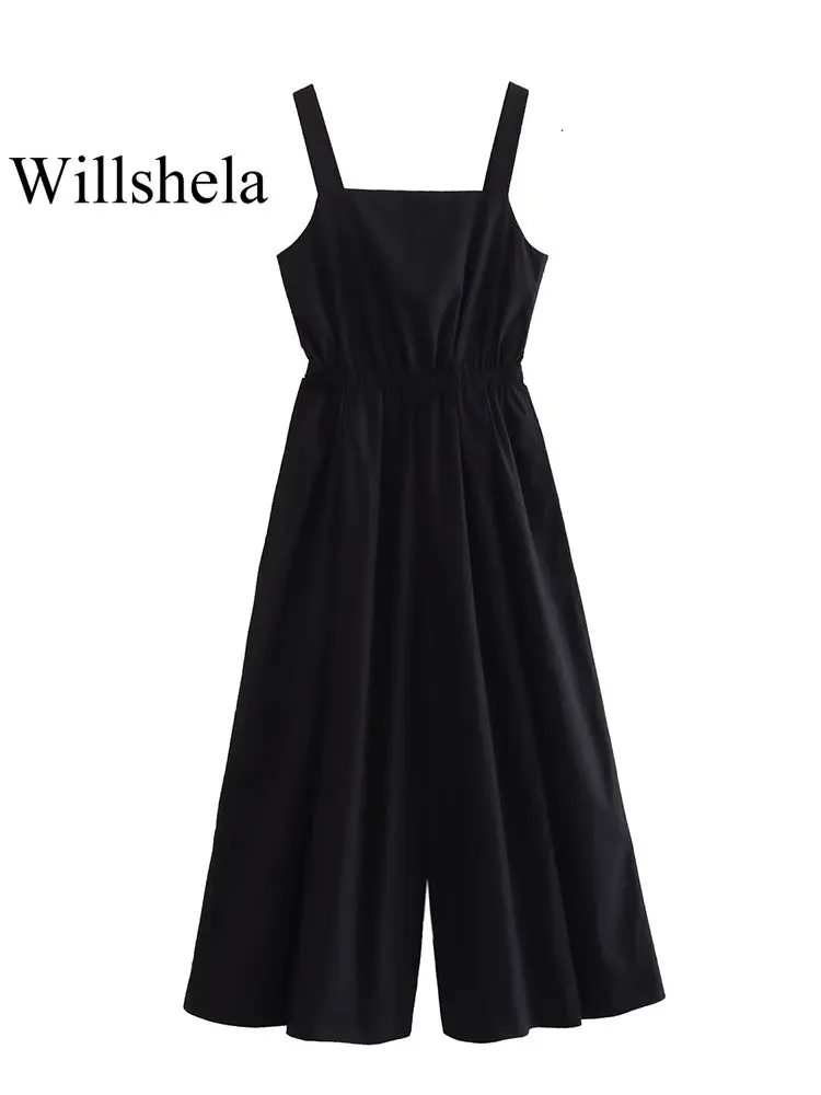 Willshela Women Fashion With Bow Black Backless Jumpsuits Vintage Straps Square Collar Female Chic Lady Rompers
Willshela Women Fashion With Bow Black Backless Jumpsuits Vintage Straps Square Collar Female Chic Lady Rompers