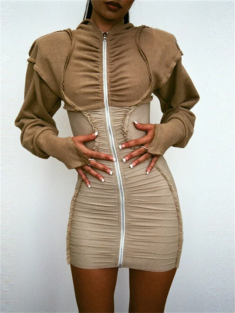 Tossy Contrast Hoodie Fashion Mini Dress For Women Patchwork Zipper High Waist Long Sleeve Dress Pleated Slim Women Y2k Dress
Tossy Contrast Hoodie Fashion Mini Dress For Women Patchwork Zipper High Waist Long Sleeve Dress Pleated Slim Women Y2k Dress