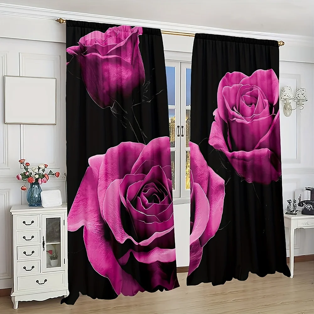2pcs Purple Blue Orange Champagne Rose Red Flowers Print Curtain Rod Pocket Mount Digital Printed Curtains For Living Room
2pcs Purple Blue Orange Champagne Rose Red Flowers Print Curtain Rod Pocket Mount Digital Printed Curtains For Living Room
