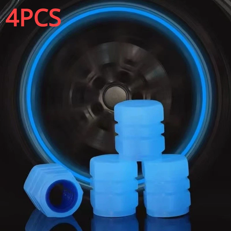 

4PCS Luminous Car Tire Valve Cap Dustproof Waterproof Self-lighting Wheel Tyre Rim Stem Covers Valve Nizzle Car Accessory