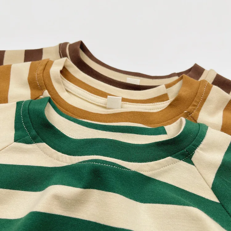 2025 Autumn New Children Loose Casual T Shirts Baby Boys Girls Cotton Striped Bottoming Shirt Toddler Kids Dolman Sleeve Tops 17 Sd8a88562684d4a9eb26a670b3580779da