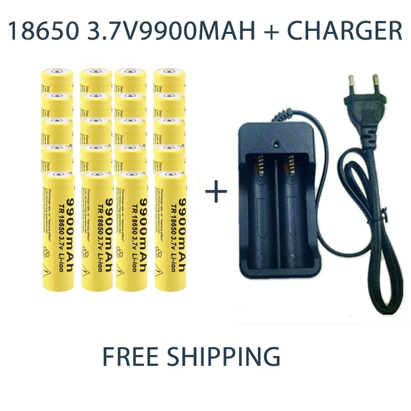 18650 Battery Rechargeable Battery 3.7V 9900mAh Capacity Li-ion Replacement Batteries For Flashlight Torch Battery+18650 Charger
18650 Battery Rechargeable Battery 3.7V 9900mAh Capacity Li-ion Replacement Batteries For Flashlight Torch Battery+18650 Charger