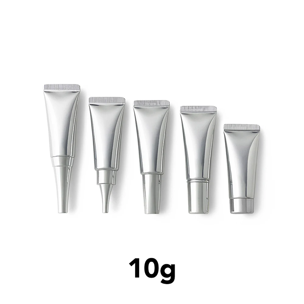 

10g Silver Refillable Cosmetics Squeeze Container 10ml Plastic Essence Sample Package Bottle Makeup Eye Cream Empty Soft Tube