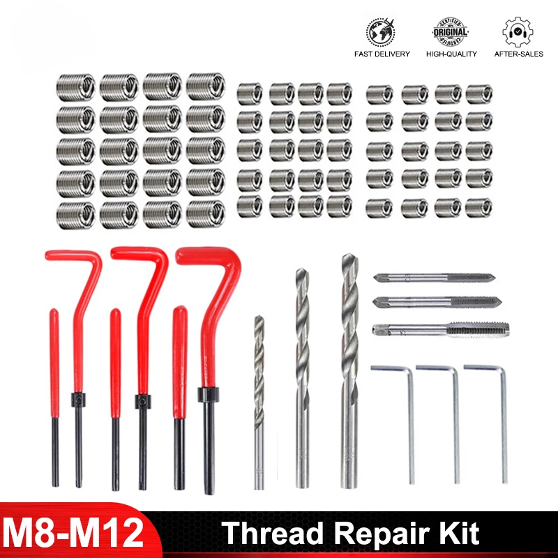 Thread Repair Tool Set 75/125/131pcs M5 M6 M8 M10 M12 Screw Thread Inserts For Restoring Damaged Helicoil Kit
Thread Repair Tool Set 75/125/131pcs M5 M6 M8 M10 M12 Screw Thread Inserts For Restoring Damaged Helicoil Kit