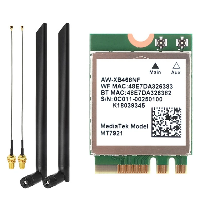 MT7921 WIFI6 2.4G 5G Gigabit Network Card Desktop Computer Laptop Built-In Wireless Network Card With External Antenna
MT7921 WIFI6 2.4G 5G Gigabit Network Card Desktop Computer Laptop Built-In Wireless Network Card With External Antenna