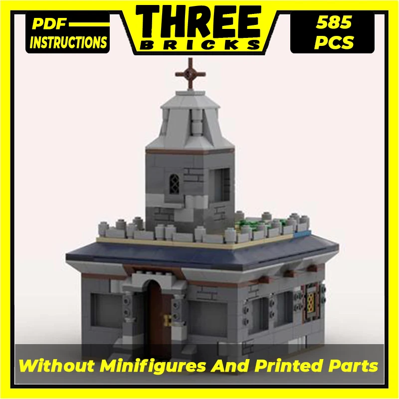 

Moc Building Blocks Modular Street View Medieval Church Technical Bricks DIY Assembly Construction Toys For Child Holiday Gifts