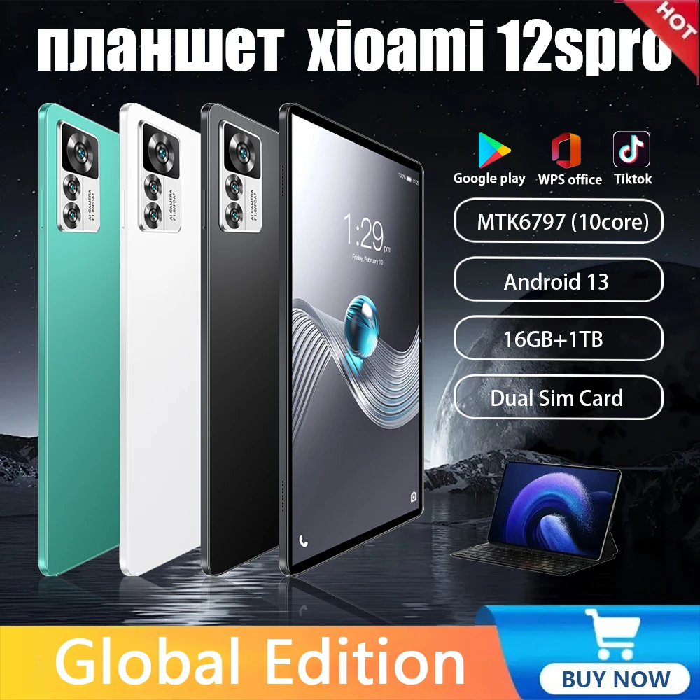 versión Global 2024 Original Tablet PC xioami 12spro 16GB+1TB 11inch MTK6797 10core Android 13 Tarjeta SIM Dual WiFi 5G
versión Global 2024 Original Tablet PC xioami 12spro 16GB+1TB 11inch MTK6797 10core Android 13 Tarjeta SIM Dual WiFi 5G