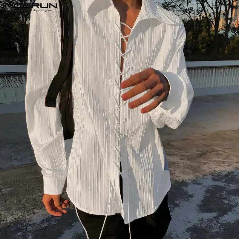 Fashion Well Fitting Tops INCERUN Men's Tie Stripe Design Shirts Casual Simple Male Comfortable Long Sleeved Blouse S-5XL 2023
Fashion Well Fitting Tops INCERUN Men's Tie Stripe Design Shirts Casual Simple Male Comfortable Long Sleeved Blouse S-5XL 2023