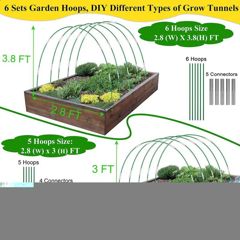 

Greenhouse Hoops Set Gardening Folding Fiber Rod Set Greenhouse Seedling Arch Shed For Garden Netting Kit Plant Row Cover