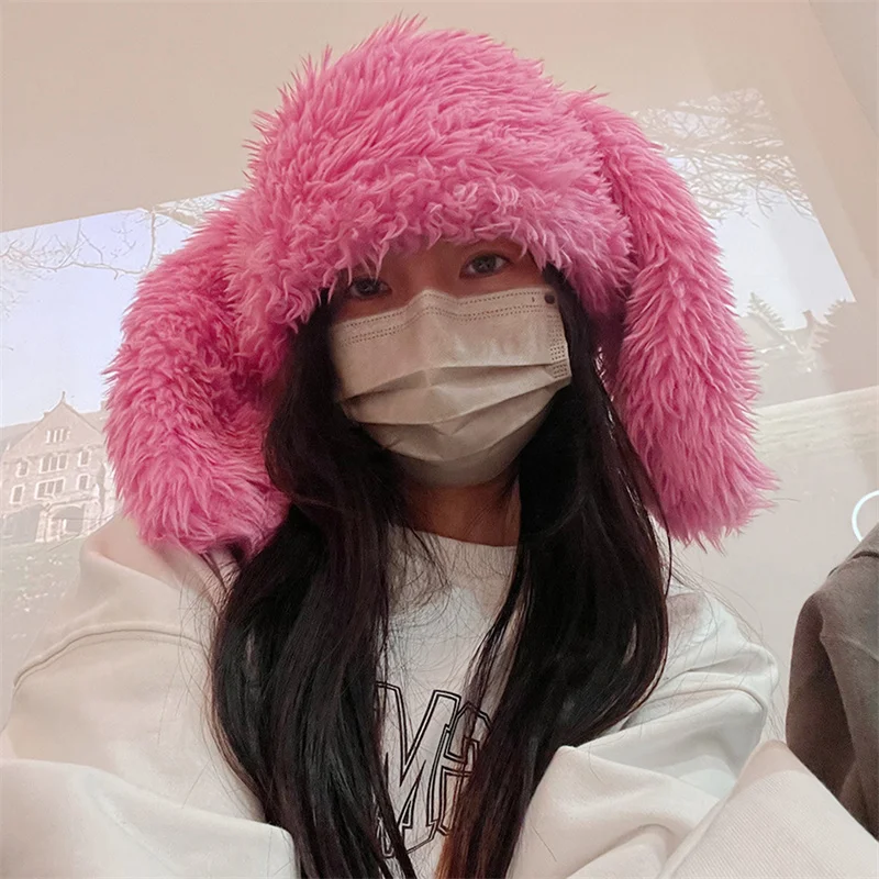 

New Rabbit Hat Cute Weird Thunderbolt Hat Winter Girls Versatile Anti-cold Warm Cap Fashion Thickened Windproof