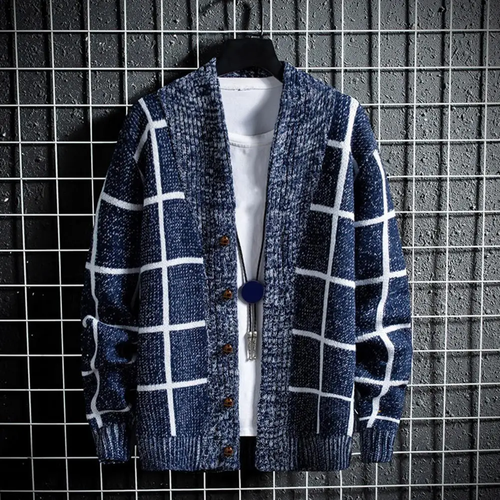 Men's Plaid Cardigan Sweater Relaxed Fit Thickened Loose Trendy Knitted Autumn Coat with Ribbed Cuffs
Men's Plaid Cardigan Sweater Relaxed Fit Thickened Loose Trendy Knitted Autumn Coat with Ribbed Cuffs