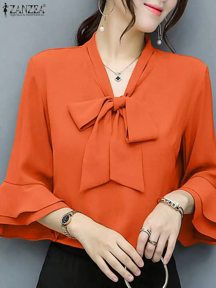 Модная женская офисная рубашка ZANZEA, летняя офисная блузка с рукавом 3/4, блузки на шнуровке, элегантная однотонная туника, топы, Повседневная Свободная рубашка
Модная женская офисная рубашка ZANZEA, летняя офисная блузка с рукавом 3/4, блузки на шнуровке, элегантная однотонная туника, топы, Повседневная Свободная рубашка