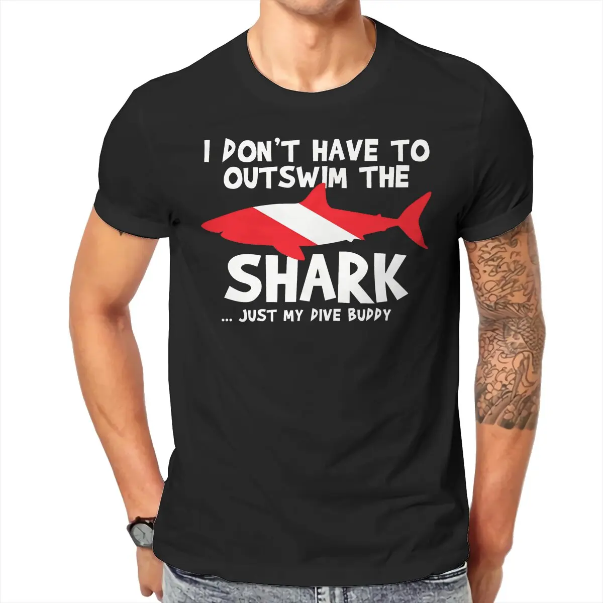 

Shark Scuba Diving Original TShirts Essential Distinctive Homme T Shirt Hipster Tops 6XL