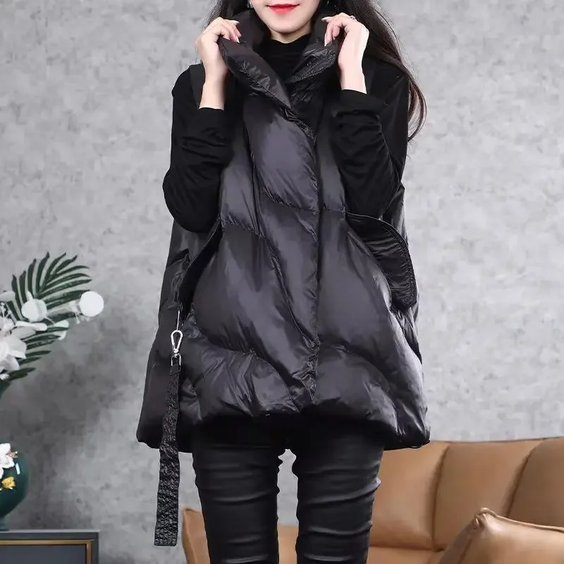 

Women's Plus Size Padded Vest Irregular Hem Puffer Coat Sleeveless Winter Fall Jacket Black Quilted Waistcoat Soft Comfy Gilet