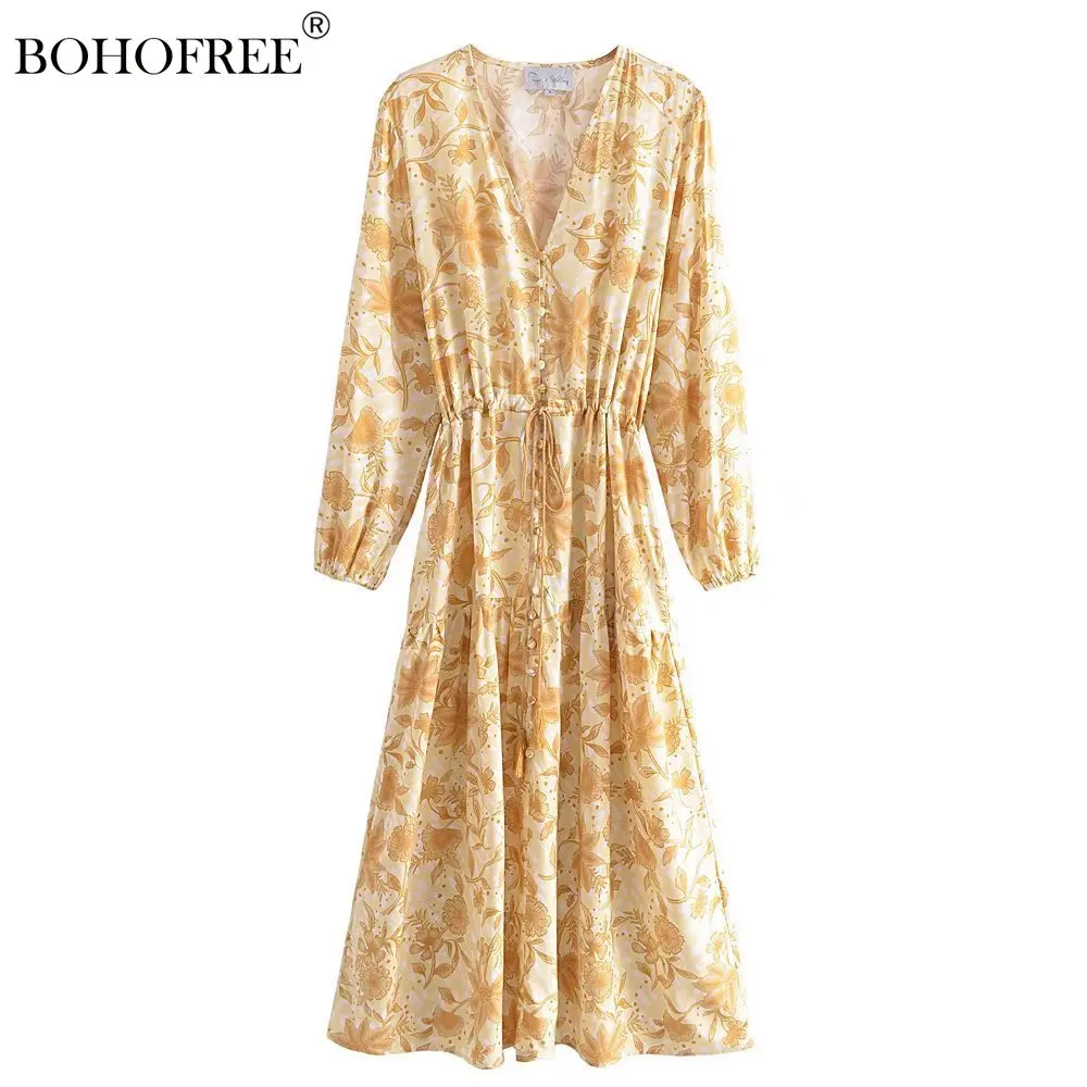 Vintage Boho Women Clothing Rayon CottonYellow Floral Print Maxi Hippie Vestidos Bohemian Mujer Long Sleeve Button Down Dresses
Vintage Boho Women Clothing Rayon CottonYellow Floral Print Maxi Hippie Vestidos Bohemian Mujer Long Sleeve Button Down Dresses