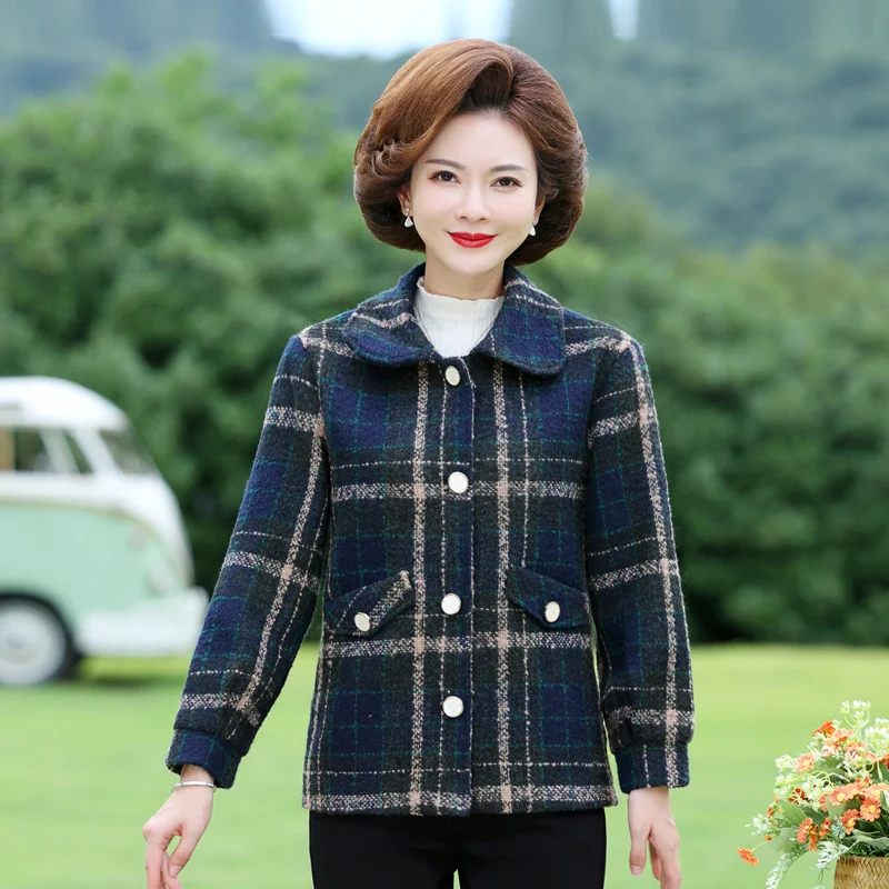 New 2022 Spring Autumn Jacket High-End Women's Woolen Coat Middle-Aged Elderly Mother Casual Plaid Outerwear Tops 5XL
New 2022 Spring Autumn Jacket High-End Women's Woolen Coat Middle-Aged Elderly Mother Casual Plaid Outerwear Tops 5XL