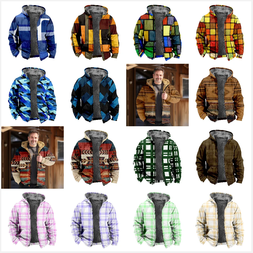 New plaid creative cotton outerwear hooded sweater casual printed men's terry polar velvet zipper patch pocket hooded sweater 1
New plaid creative cotton outerwear hooded sweater casual printed men's terry polar velvet zipper patch pocket hooded sweater 1