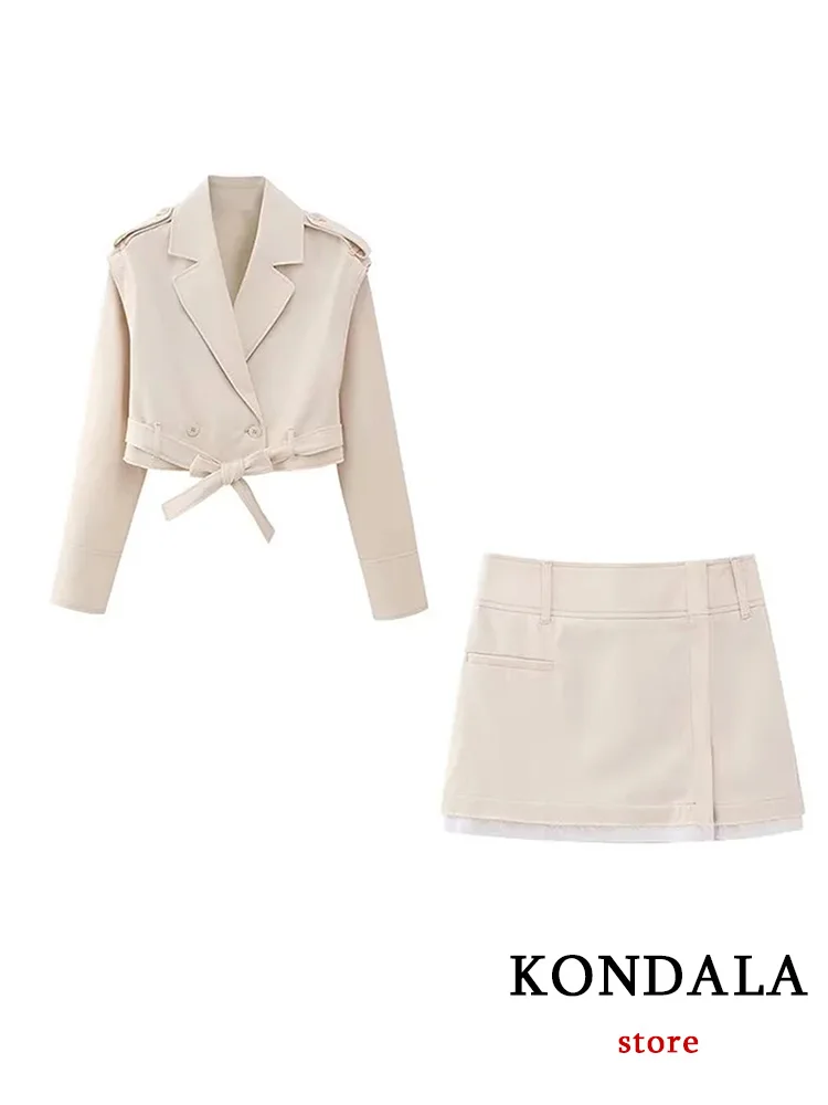 KONDALA Vintage Solid Chic Women Suit Turn-down Collar Single Button Bow Jacket Short Slim Skirt New Fashion 2023 Summer Sets
KONDALA Vintage Solid Chic Women Suit Turn-down Collar Single Button Bow Jacket Short Slim Skirt New Fashion 2023 Summer Sets